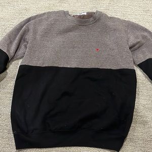 Half grey half black sweatshirt